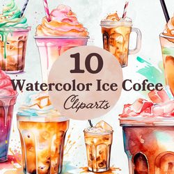 ice coffee watercolor clipart