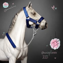 realistic navy blue schleich halter lead rope set custom model horse tack handmade toy accessories mariephorses