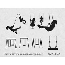 swing svg bundle, svg files for cricut, child silhouettes, playground svg, kids clipart, play clipart, children playing,