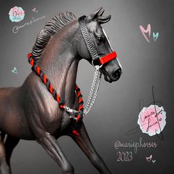 Black and Red realistic Schleich Halter Lead Rope set Custom Model Horse Tack collectible Toy Accessories MariePHorses