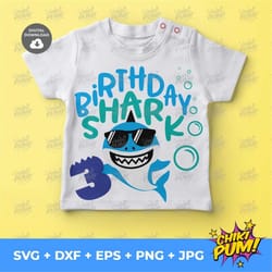 birthday shark 3rd birthday svg, boy birthday shark svg, kids cut files, third birthday clipart, three years, 3rd birthd