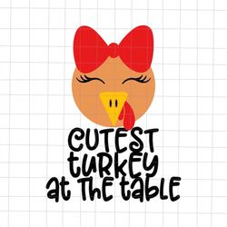 Cutest Turkey At The Table Thanksgiving Svg, Cute Turkey Thanksgiving Svg, Girl Thanksgiving Svg, Turkey Face Thanksgivi