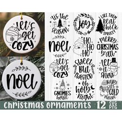 christmas ornaments svg bundle, christmas svg bundle, round ornament svg, christmas quotes svg, holidays svg, png cut fi