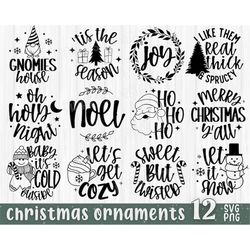 christmas ornaments svg bundle, christmas svg bundle, round ornaments svg, christmas quotes svg, holidays svg, png cut f
