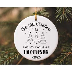 our first christmas as mr and mrs svg, first christmas married svg, married ornament svg, 1st christmas together png cli