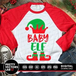 Baby Elf Svg, Christmas Svg, Family Elf Svg Dxf Eps Png, Baby Cut Files, Newborn Svg, Funny Winter Svg, Holiday Clipart,
