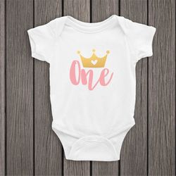 one svg, first birthday svg, 1st birthday svg, baby girl birthday svg, one year old baby onesie svg, png clipart cut fil
