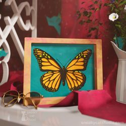 Monarch butterfly - Light box template (Digital SVG PDF) | DIY | Handmade | 3D Papercraft | Gift for friend
