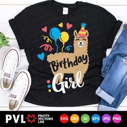 llama birthday svg, birthday girl svg, birthday party svg dxf eps png, cute alpaca clipart, kids svg, girls shirt design
