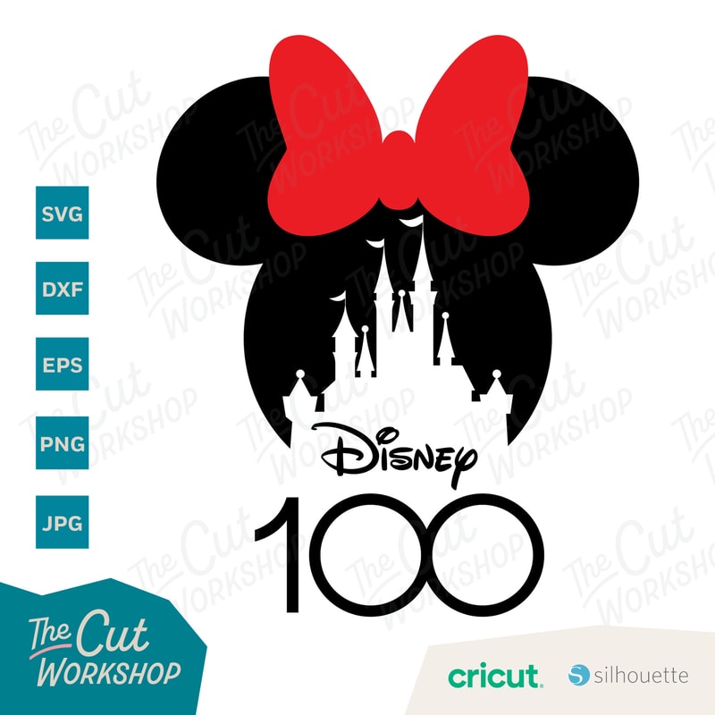 100 Years of Wonder Anniversary Mouse Ears with Bow and Castle SVG Clipart Digital Download Sublimation Cricut Cut File Png Dxf Eps Jpg - 3.jpg
