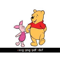 winnie the pooh and piglet- 1 svg, png, pdf, dxf