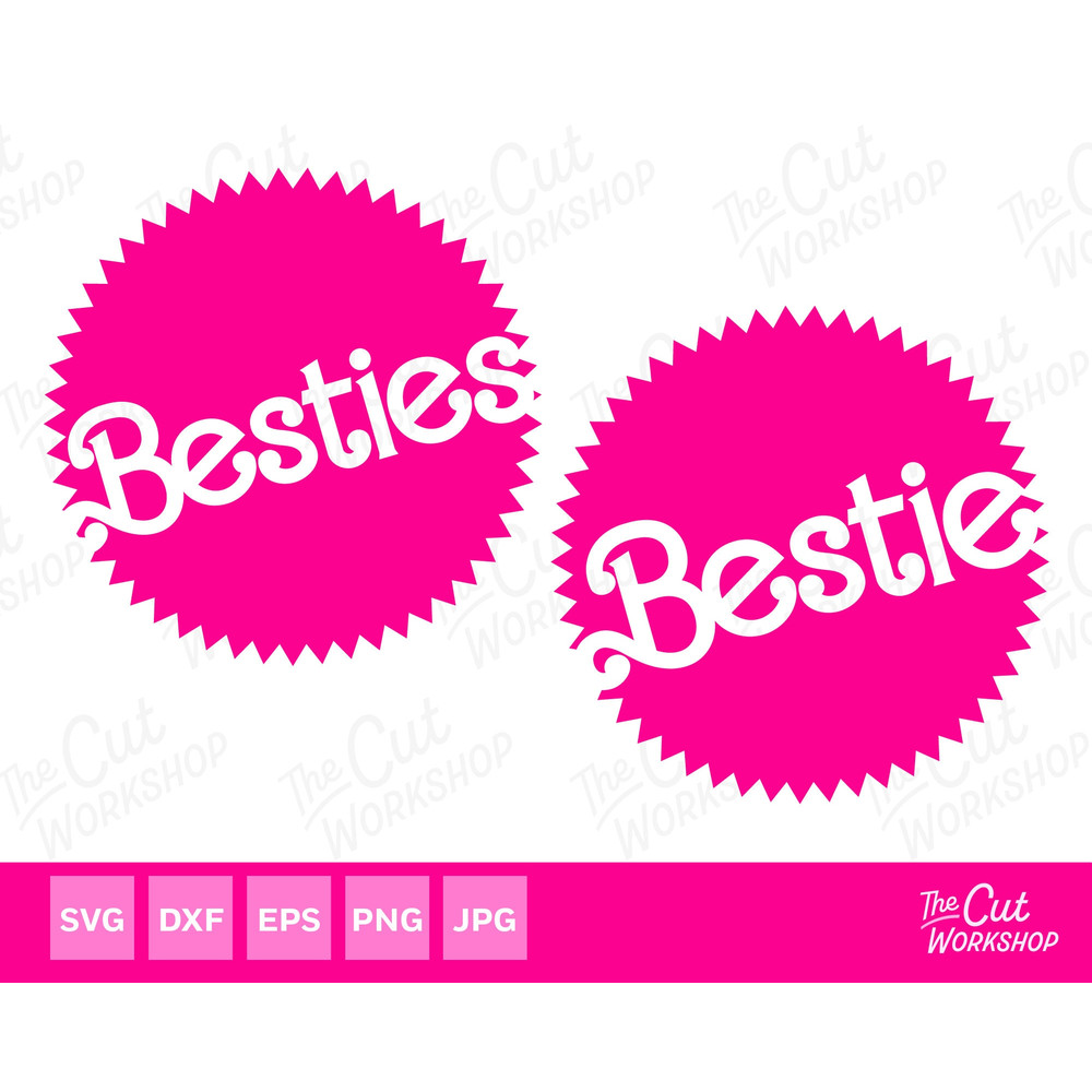 Barbi Besties Bestie Retro Seal Logo Babe Doll Girly Pink  SVG PNG JPG Clipart Digital Download Sublimation Cricut Cut File Dxf - 1.jpg