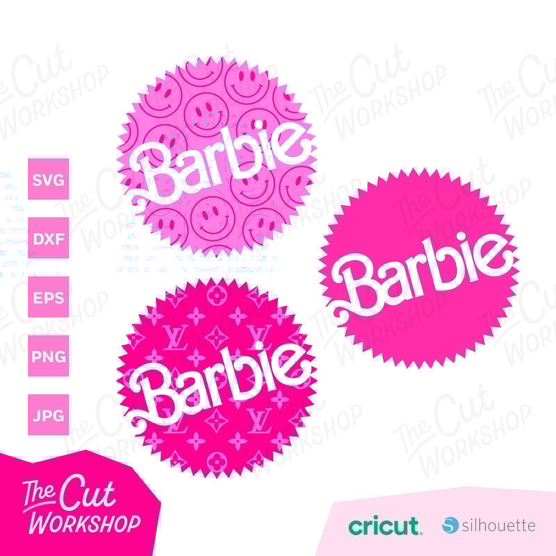 Barbi Icons Retro Logo Bundle Babe Doll Girly Beach Head Pink Layered SVG PNG JPG Clipart Digital Download Sublimation Cricut Cut File Dxf - 3.jpg