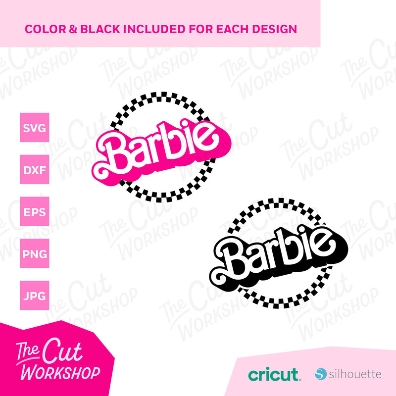 Barbi Retro Logo Bundle Palms Heart Stars Pink  Color Layered Black  SVG PNG JPG Clipart Digital Download Sublimation Cricut Cut File Dxf - 4.jpg