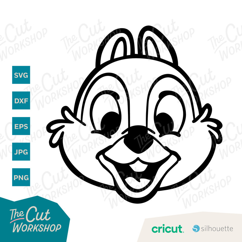 Chip Chipmunk Head Face Smiling Chip n Dale 1 Color and LAYERED BUNDLE  SVG Clipart Digital Download Sublimation Cut File Png Dxf Eps Jpg - 3.jpg