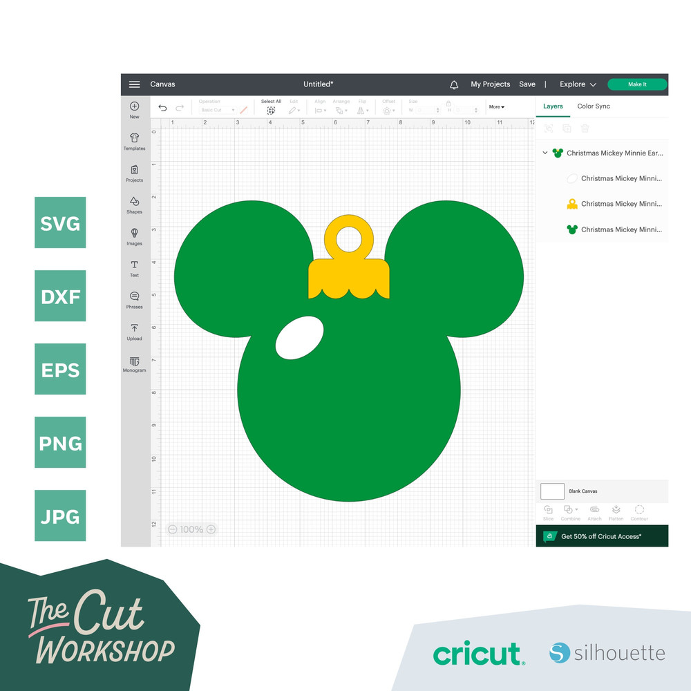 Christmas Tree Ornament Mickey Minnie Mouse Ears Buffalo Plaid  SVG Clipart Images Digital Download Sublimation Cricut Cut File Png Dxf Jpg - 3.jpg