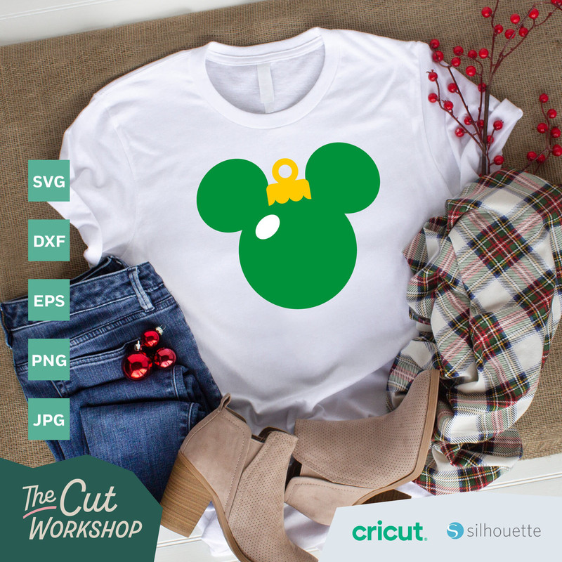 Christmas Tree Ornament Mickey Minnie Mouse Ears Buffalo Plaid  SVG Clipart Images Digital Download Sublimation Cricut Cut File Png Dxf Jpg - 5.jpg
