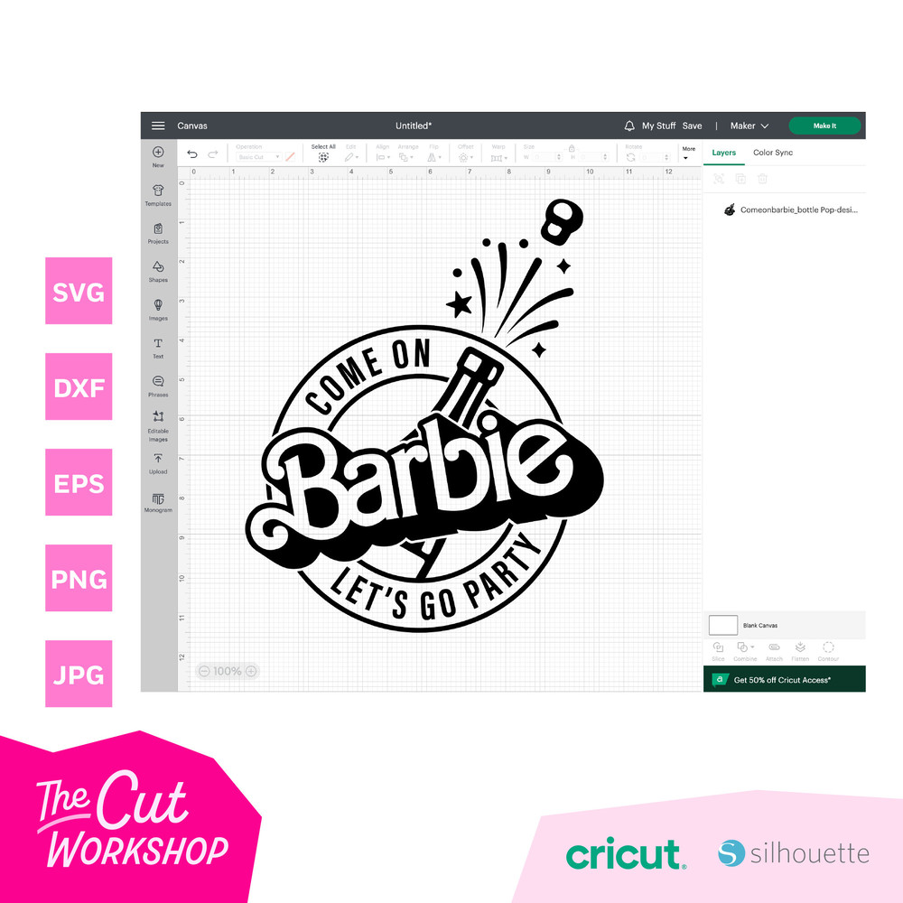 Come On Barbi Let's Go Party Pink Doll Design Bundle Retro Layers  SVG PNG Clipart Digital Download Sublimation Cricut Cut File Dxf Eps Jpg - 4.jpg