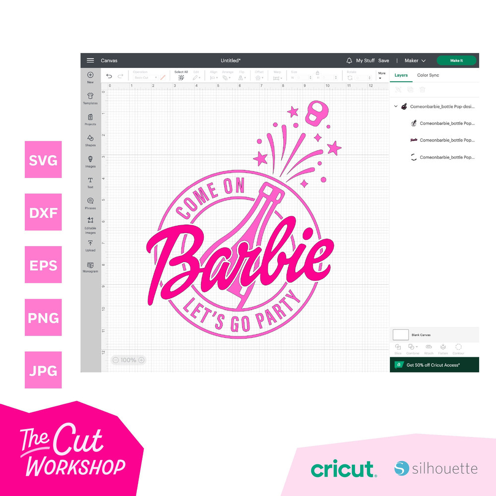 Come On Barbi Let's Go Party Pink Doll Design Bundle Retro Layers  SVG PNG Clipart Digital Download Sublimation Cricut Cut File Dxf Eps Jpg - 5.jpg
