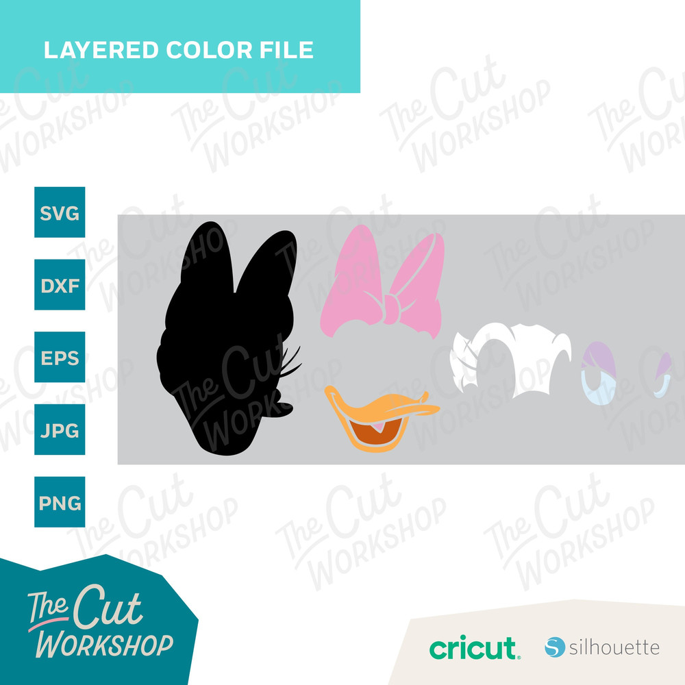 Daisy Duck Head Face Smiling 1 Color and LAYERED BUNDLE  SVG Clipart Digital Download Sublimation Cut File Png Dxf Eps Jpg - 2.jpg