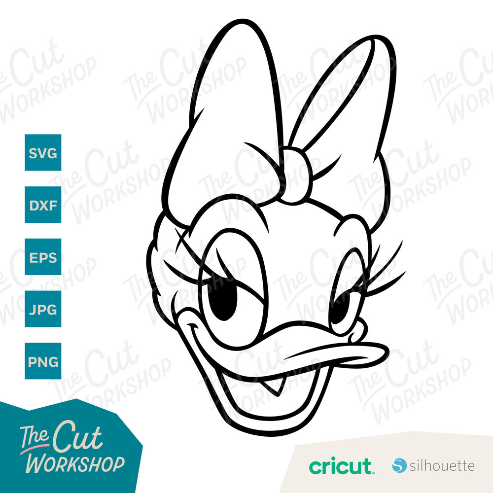 Daisy Duck Head Face Smiling 1 Color and LAYERED BUNDLE  SVG Clipart Digital Download Sublimation Cut File Png Dxf Eps Jpg - 3.jpg