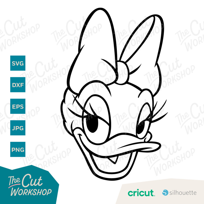 Daisy Duck Head Face Smiling 1 Color and LAYERED BUNDLE  SVG Clipart Digital Download Sublimation Cut File Png Dxf Eps Jpg - 3.jpg