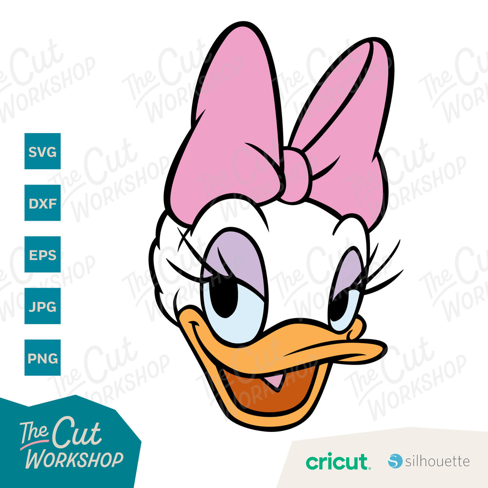 Daisy Duck Head Face Smiling 1 Color and LAYERED BUNDLE  SVG Clipart Digital Download Sublimation Cut File Png Dxf Eps Jpg - 4.jpg
