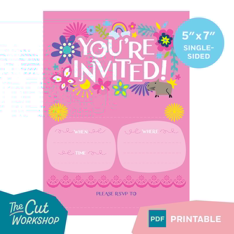 Encanto Birthday Party Invitation 5 x 7 Printable - Blue Pink White Themes Included - PDF Instant Digital Download - 4.jpg