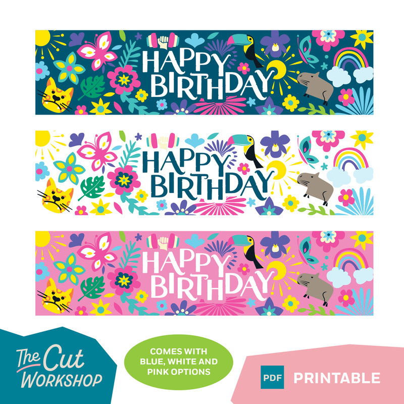 Encanto Birthday Party WATER BOTTLE Wrap Printable - Blue, White and Pink Themes Included - PDF Instant Digital Download - 2.jpg
