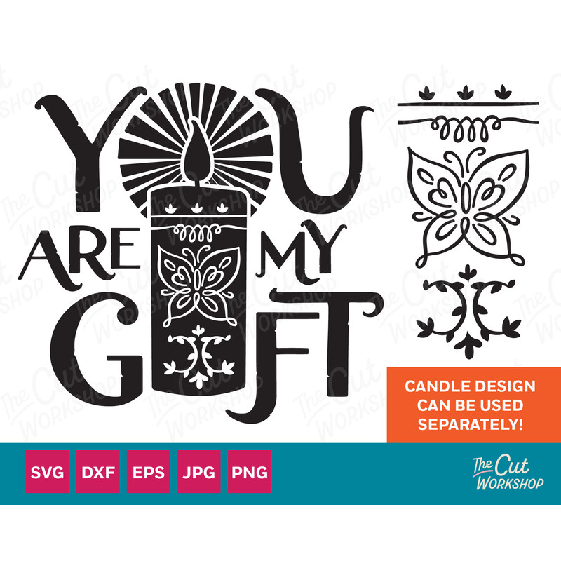 Encanto Candle Magic Pattern SVG  Instant Digital Download Cut File DXF PNG Jpg Cricut  You Are My Gift - 1.jpg