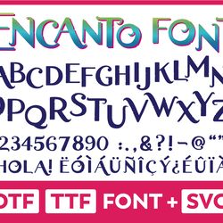 encanto font alphabet otf ttf svg digital download letters numbers  includes accents and punctuation! abecedario encanto