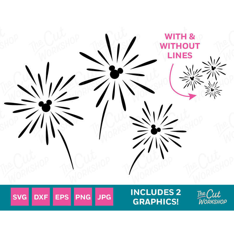 Fireworks Mouse Ears Disneyland Disneyworld  SVG Clipart Images Digital Download Sublimation Cricut Cut File Png Dxf Eps Jpg - 1.jpg