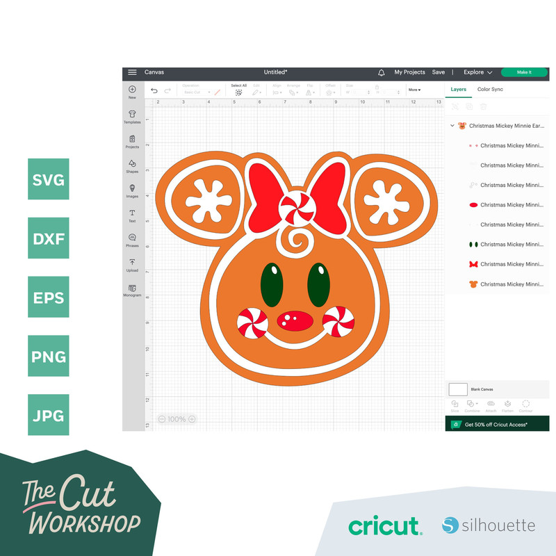 Gingerbread Cookie Christmas Mickey Minnie Mouse Ears  SVG Clipart Images Digital Download Sublimation Cricut Cut File Png Dxf Jpg - 3.jpg