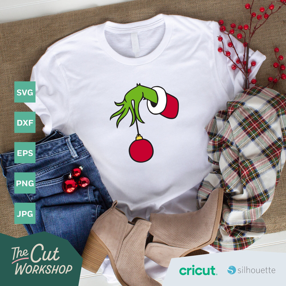 Green Hand Holding Christmas Ornament Layered SVG Clipart Images Digital Download Sublimation Cricut Cut File Png Dxf Jpg - 5.jpg