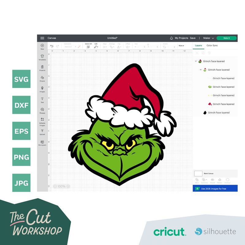 Green Smile Face with Santa Hat Layered SVG Clipart Images Digital Download Sublimation Cricut Cut File Png Dxf Jpg - 4.jpg