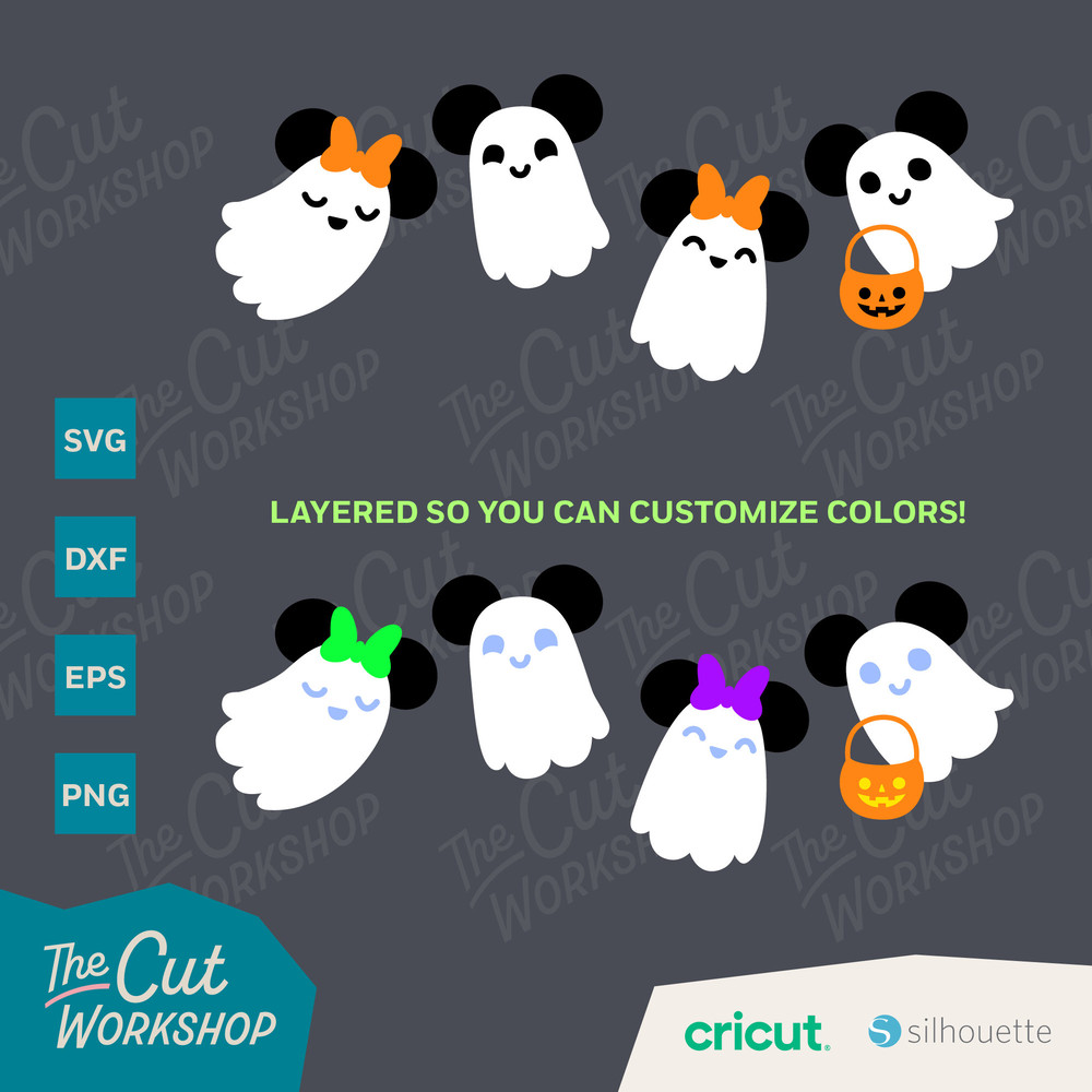 Halloween Cute Ghosts Mickey Minnie Mouse Fall Autumn  SVG Clipart Images Digital Download Sublimation Cricut Cut File Png Dxf Eps - 2.jpg