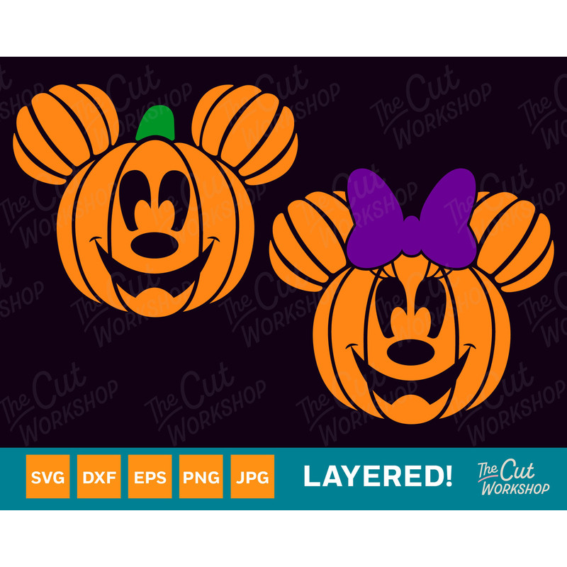 Halloween Pumpkin Mickey Minnie Mouse Fall Autumn  SVG Clipart Images Digital Download Sublimation Cricut Cut File Png Dxf Eps - 1.jpg