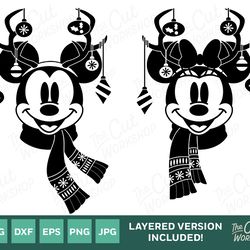 holiday antlers mickey minnie mouse ears christmas ornaments  svg clipart images digital download sublimation cricut cut