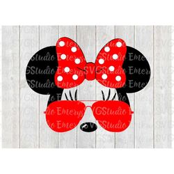 svg dxf file for minnie with aviator sunglasses
