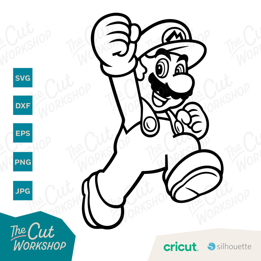 Mario Jumping Fist Super Mario Layered 1 Color  SVG Clipart Digital Download Sublimation Cricut Cut File Png Dxf Eps Jpg - 3.jpg