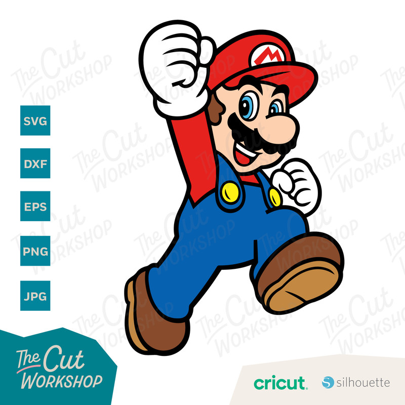 Mario Jumping Fist Super Mario Layered 1 Color  SVG Clipart Digital Download Sublimation Cricut Cut File Png Dxf Eps Jpg - 4.jpg