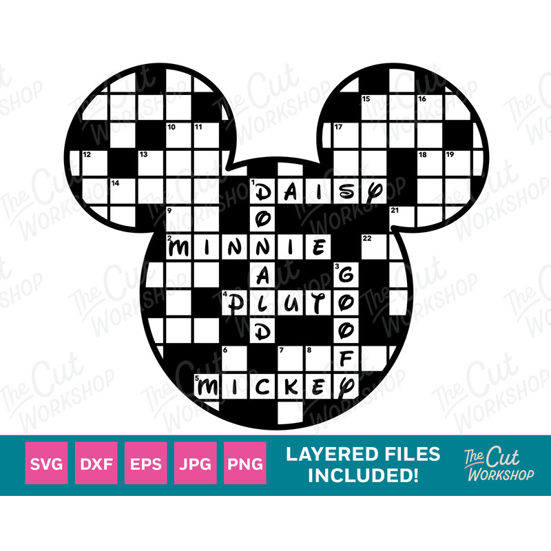 Mickey Ears Checkered Crossword Puzzle Style   SVG Clipart Digital Download Sublimation Cricut Cut File Png Dxf Eps Jpg - 1.jpg