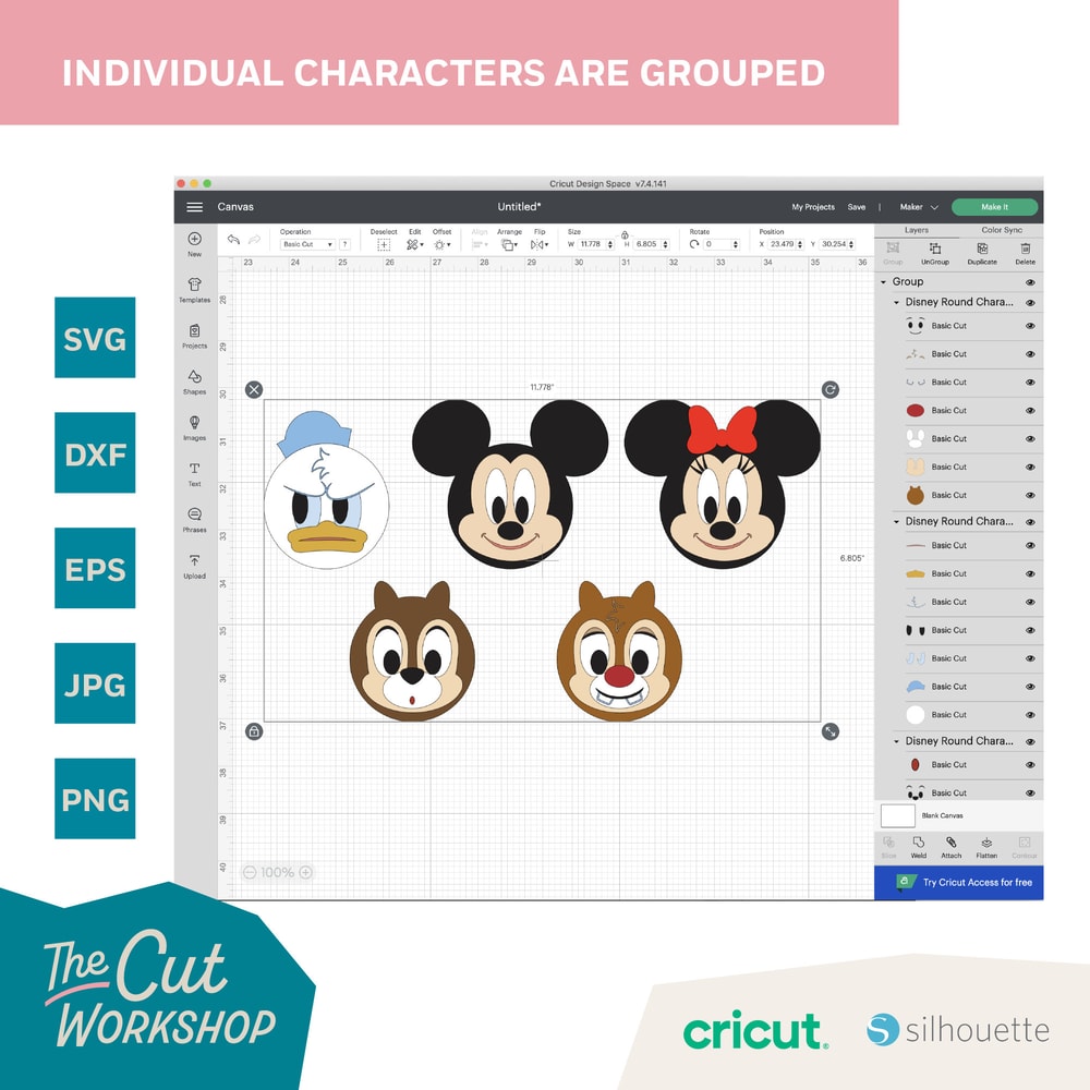 Mickey Minnie Donald Chip Dale Round Characters Disneyland Disneyworld Trip SVG Clipart Digital Download Sublimation Cricut Png Dxf Eps Jpg - 3.jpg