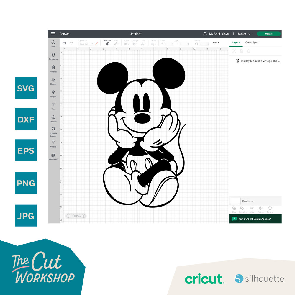 Mickey Mouse Vintage Cute Cuddly Sitting  1 & 4 color layered  SVG Clipart Images Digital Download Sublimation Cricut Cut File Png Dxf Eps - 6.jpg