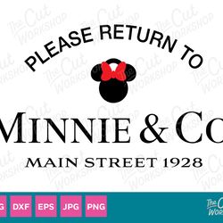 minnie co main street please return to disneyland disneyworld svg clipart digital download sublimation cricut cut fil