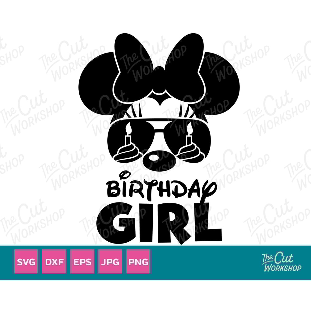 Minnie Birthday Girl Mickey Aviators Sunglasses Glasses Ears Mouse SVG Clipart Digital Download Sublimation Cricut Cut File Png Dxf Jpg - 1.jpg