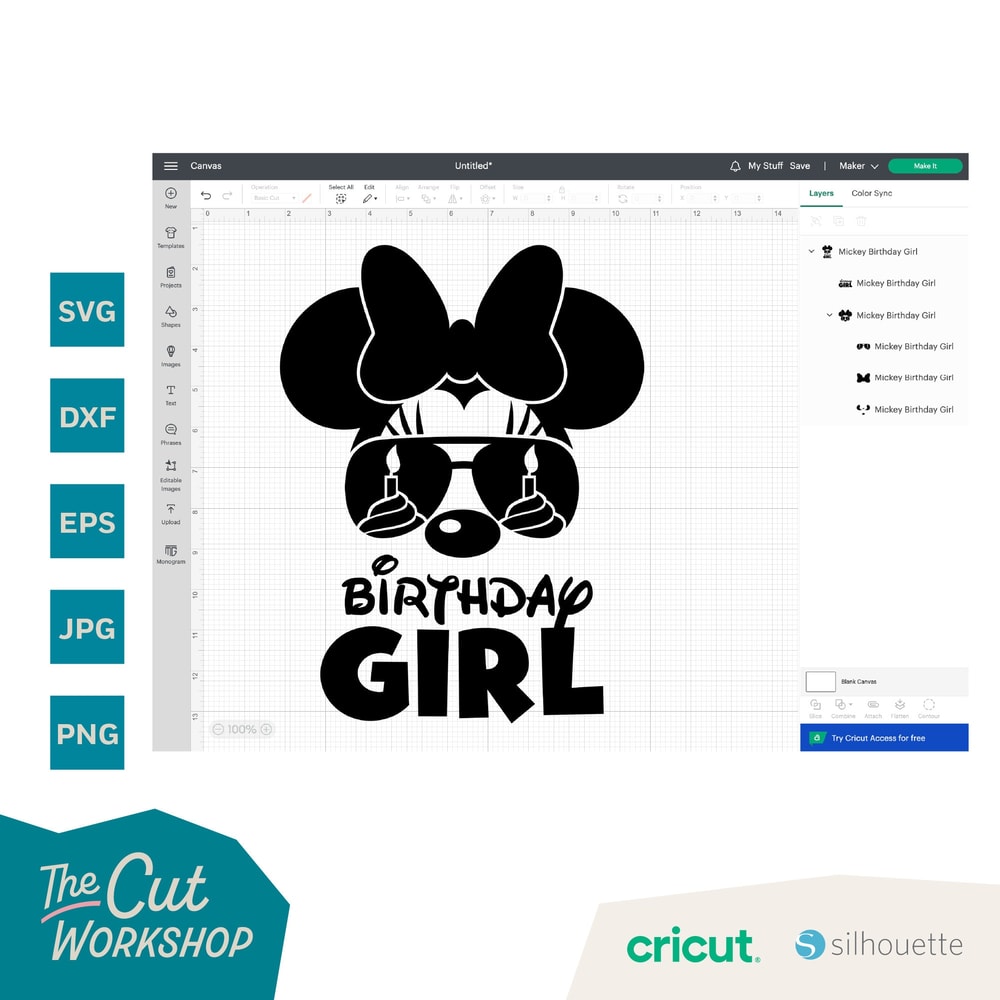 Minnie Birthday Girl Mickey Aviators Sunglasses Glasses Ears Mouse SVG Clipart Digital Download Sublimation Cricut Cut File Png Dxf Jpg - 4.jpg