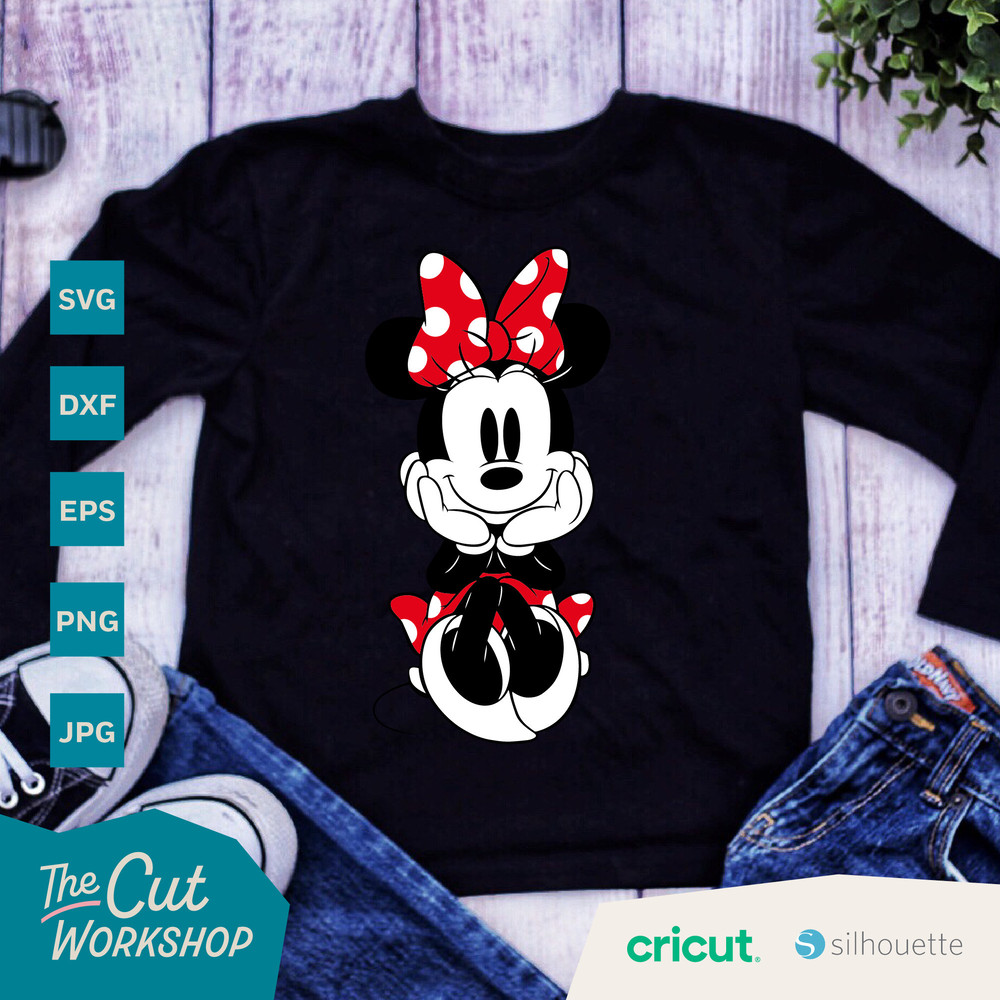 Minnie Mouse Vintage Cute Cuddly Sitting 2 & 3 color layered SVG Clipart Images Digital Download Sublimation Cricut Cut File Png Dxf Eps - 5.jpg