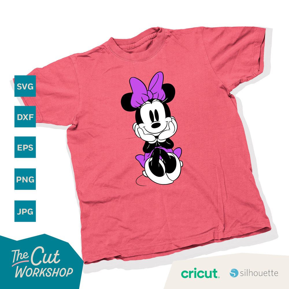 Minnie Mouse Vintage Cute Cuddly Sitting 2 & 3 color layered SVG Clipart Images Digital Download Sublimation Cricut Cut File Png Dxf Eps - 6.jpg