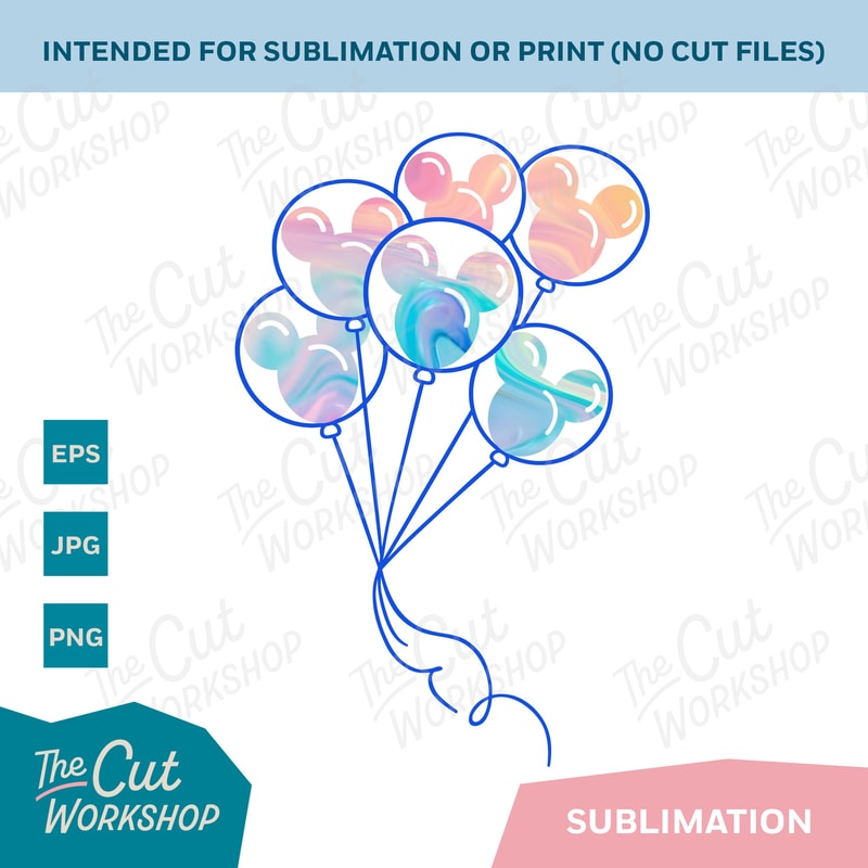 Mouse Ears Balloons Disneyland Disneyworld Clipart Images Digital Download Sublimation File Png Eps Jpg - 2.jpg